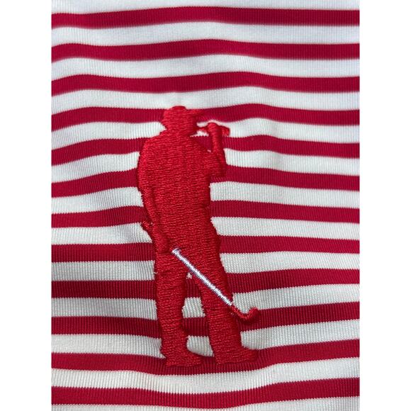 U Suck at Golf USAG Polo Shirt L NEW Red Striped Extreme Comfort Stretch - Picture 5 of 11